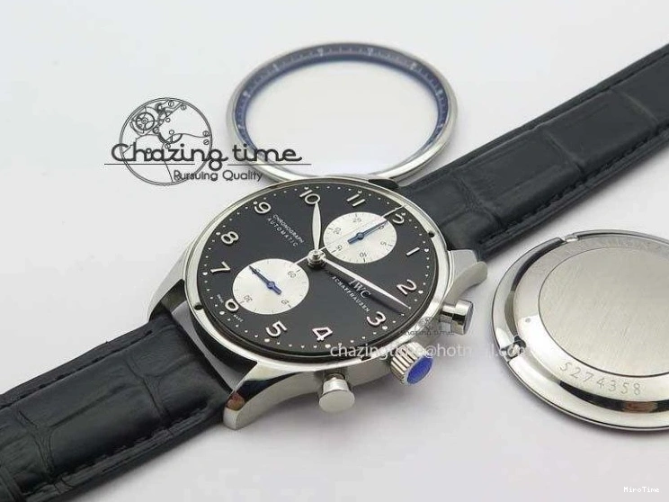 MIROTIME 0512 Modern Portuguese IW371404 ZF V3 1:1 Best Edition SS Black Dial On Black Leather Strap A 7267